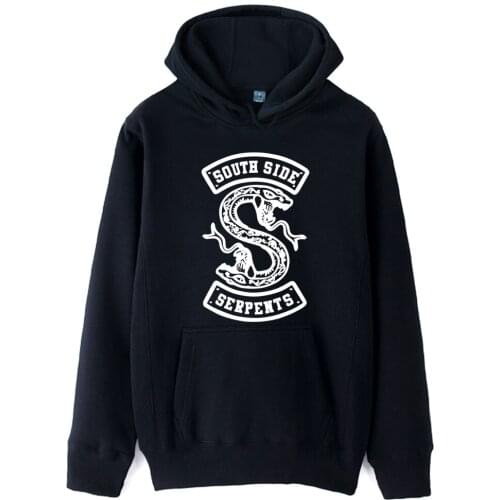 Girls Woman Hoodie Snake Riverdale South Side Serpents Black White Couple Clothes Autumn Winter Fleece ZIIART