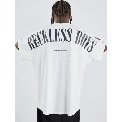 Men Hip-hop Loose cotton breathable Gym T Shirt Casual Short Sleeve Running Workout Training Tees Fitness Top Sport clothing