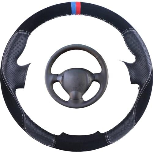 Custom Made Car Steering Wheel Cover Black For Old Hyundai Santa Fe Suede Leather Auto Steering Wheel Braid