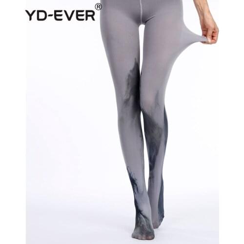 YD-EVER print women tights Cotton Jacquard Pantyhose brand fashion Thin Spring Autumn Tattoo Colored Printed Hosiery 552