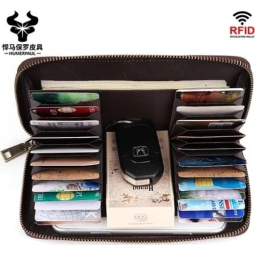 Cow Leather Rfid Genuine Leather Wallets Men Wallet Credit Business Card Holders Vintage Brown Leather Wallet Purses Quality