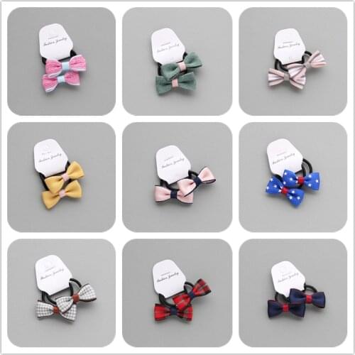2PCS Creative Little Bowknot Girls Hair Accessories Princess Headwear Children Hair Ropes Baby Headdress Kids Elastic Hair Bands