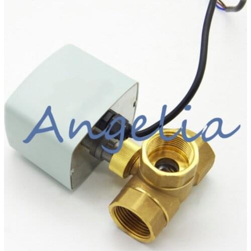 1-1/4" BSP DN32 AC220V Brass 3 Way T/L Port Motorized Ball Valve Electrical Actuator Valve Three Wires One Control