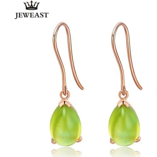 LSZB Natural grape stone 18K Pure Gold Earring Real AU 750 Solid Gold Earrings Diamond Trendy Fine Jewelry Hot Sell New 2020