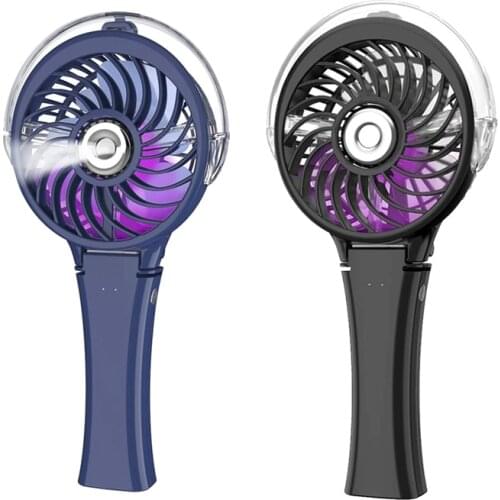 Small Handheld Misting Fan, Portable Fan with 7 Colorful Nightlight,USB Rechargeable Personal Mist Fan