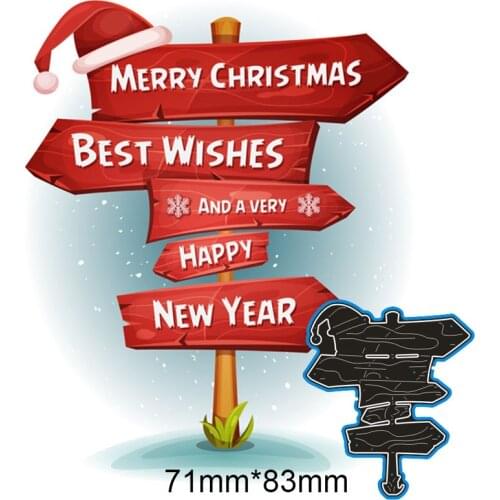 Metal Dies Merry Christmas Signpost for 2020 New Stencils DIY Scrapbooking Paper Cards New Craft Making Craft Decoration 71*83m