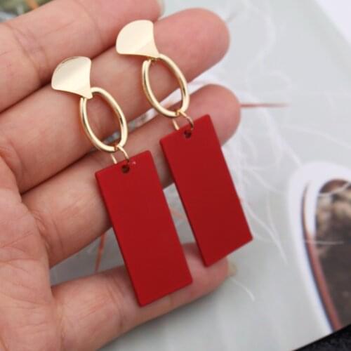Fashion Gold Color Geometric Drop Earrings for Women Brincos Vintage Red Green White Yellow Earring 2020 Korean Jewelry Female