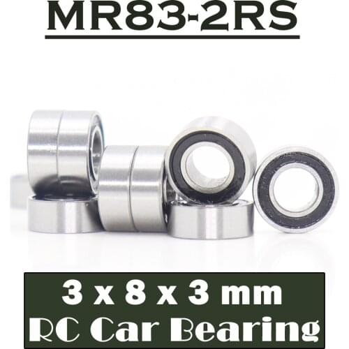 MR83RS Bearing High Quality ( 10 PCS ) 3*8*3 mm Hobby Electric RC Car Truck MR83 RS 2RS Ball Bearings MR83-2RS Black Sealed