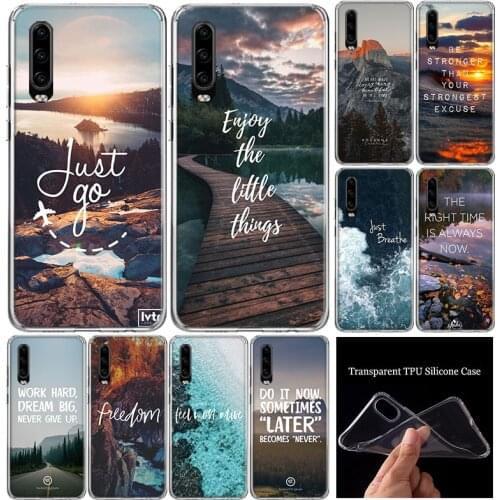 Travel mountain sea beach quotes Soft Silicone Phone Case For Huawei P30 P40 P20 P10 Mate 10 20 30 Lite Plus Pro P Smart Z + Coq