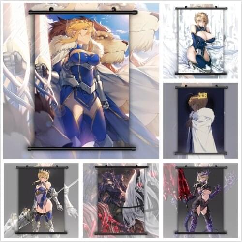 Wall Art Canvas Fate Grand Order Saber Lancer Artoria Pictures Paintings Print Poster Plastic Hanging Scrolls Home Decoration