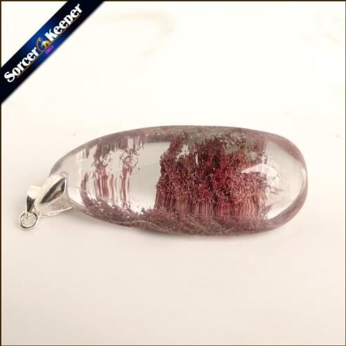 Real Natural Reiki Minerals Healing Green Phantom Quartz Crystal Necklace Pendant Birthday Party Gift for Jewelry Making TS110