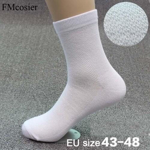 10 Pairs Summer Autumn Thin Mens Cotton Solid color Classic Bussiness Dress Breathable Mesh Socks Black White Gray Wedding Gift