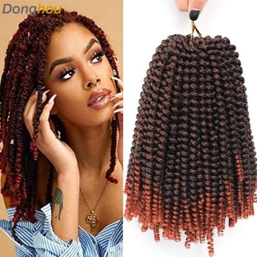 Ombre Spring Twist Hair 8 Inch Spring Twist Crochet Hair For Black Women Synthetic Braiding Hair Kinky Curly Twist 30strands/pcs