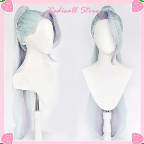 LoL Zyra Cosplay Wig Ponytail Crystal Rose Rise of the Thorns 101 Hero Long Blue Mixed Purple Synthetic Hair Women Role Play