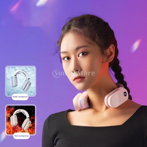 Portable Air Conditioner Hanging Neck Cooler Electric Bladeless Fan Cooling Heating Wearable Fan Neck Massager Personal Neck Fan