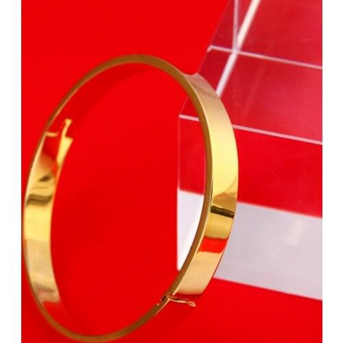 Simple Smooth Couple Jewelry Small Size Girls Gold Color Lover Bangle Plain Bracelets Bangles