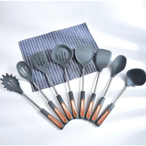 Luxury Silicone Stainless Steel Kitchen Utensils Non-Stick Pan Kitchen Tool Home Cooking Tools Kitchenware Kitchen Accessories