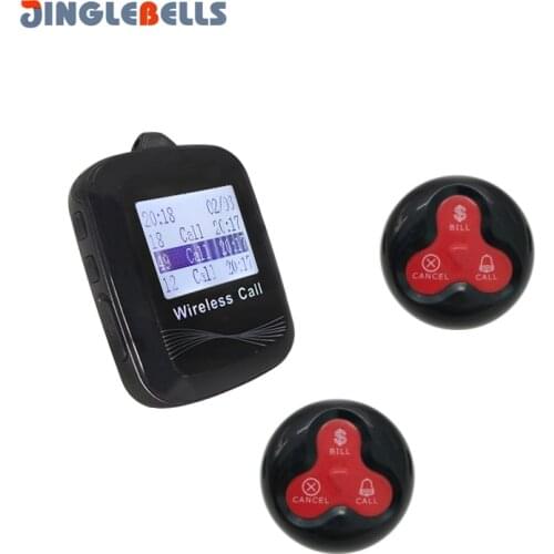 Waiter Calling System Restaurant 1 Watches Receiver +2 Waterproof 3 Keys Pager Transmitter for Hotel Hospital
