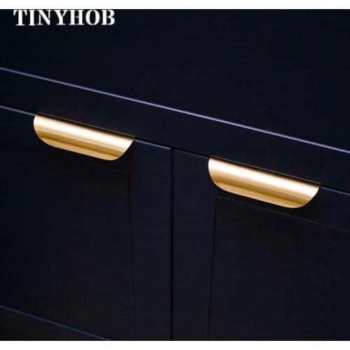 Hidden Brass Knob and Handle Invisible Leaf Shape Handle Wardrobe/Cabinet Handle Golden Pull Furniture Handle