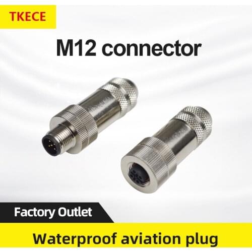 TKECE M12 Metal Shielded Aviation Plug Waterproof Connector 4-pin 5-pin Pair Plug-in Sensor Connector