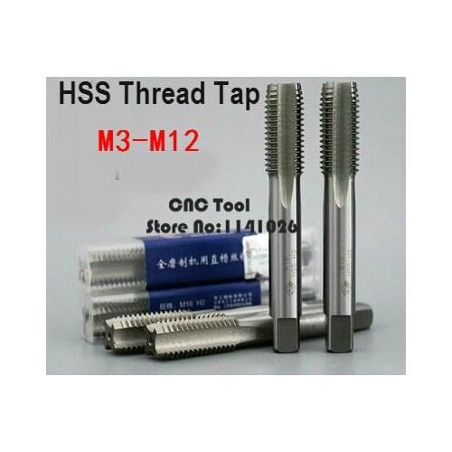 New 10PCS M3/M4/M5/M6/M8/M8*1/M10/M10*1/M12*1/M12*1.5 High Speed Steel HSS Straight groove Machine Screw Thread Metric Plug Tap