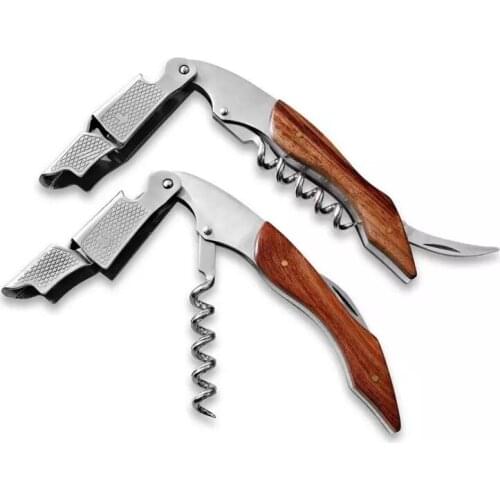 High Quality Professional Wine Bottle Opener, Portable Multifunction Corkscrew with Wooden Handle, SN2225, 100pcs / lot