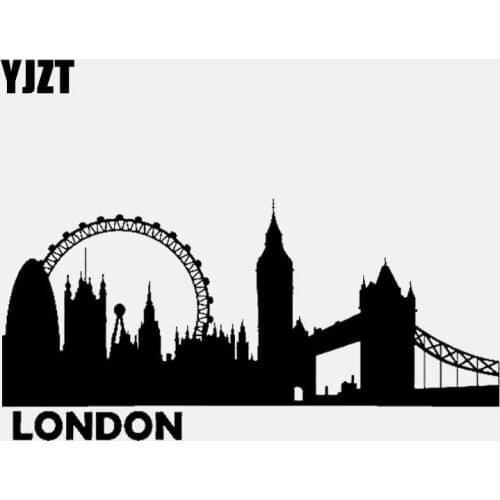 YJZT 18.9CM*9.2CM London Eye City Big Ben Clock Bridge Building Vinyl Car Sticker Decal Black/Silver C3-1096