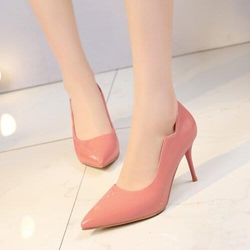 Big Size Ladies high heels women shoes woman pumps Pure color Fine-heeled high-heeled single shoes