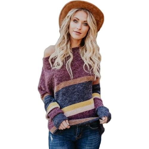 Blusas De Inverno Feminina Wool Spandex Full Top Feminino 2019 Sweater Women Jumper New Pattern Stripe Long Sleeve