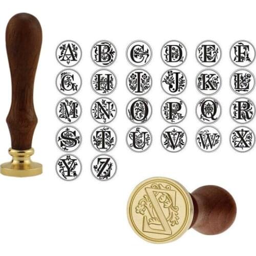 1 Piece 26 Letters Retro DIY Fire Paint Seal Wax Stamps Metal Decorate Birthday Card Sealing Wax Stamp Handcrafts Wedding