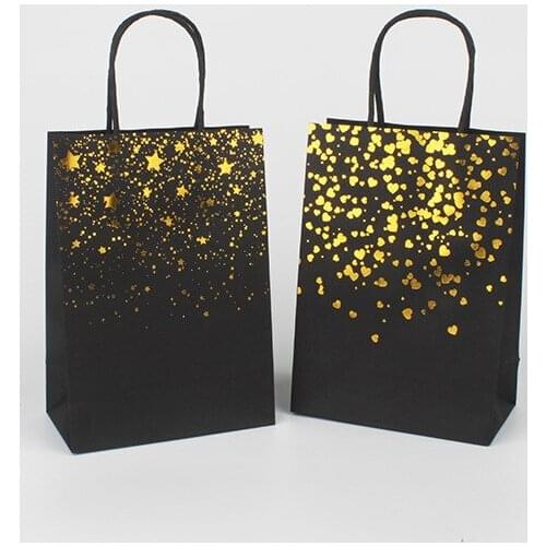 12pcs Kraft Paper Bag Gift Packaging Bag Bronzing Handbag Gift Bags Portable Paper Party Bags Packaging Bags Party Favor Boxes
