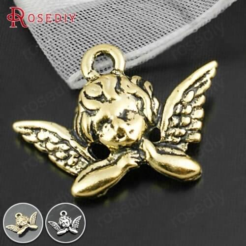 18943) 50PCS 20x11MM Antique Gold Color Zinc Alloy Angel Charms Pendants Diy Jewelry Findings Accessories Wholesale