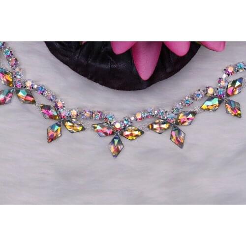 Free Shipping 5 yards Crystal Rhinestone Trim, Rhinestone Applique, Wedding Applique,Rhinestone Chain MALI067