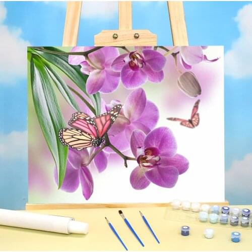 Flower Orchid DIY Painting By Numbers Set Oil Paints 50*70 Paiting By Numbers Paintings For Children Art