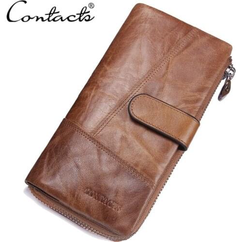 Mens Leather Wallet Long Leather Mens Wallet Multifunctional Clutch Card Holder for Men