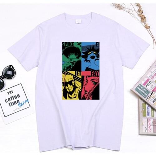 Punk Faye Valentine Spike Spiegel Japan Anime T-shirt 90s Vintage Manga Cowboy Bebop Tops Summer Casual Cotton Tee Streetwear
