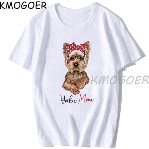 Yorkie Mom Cute Dog New Summer Women T Shirt Bulldog Mom Cartoon Print T-shirt Harajuku Funny Tops Tee Summer Femme Ladies Shirt