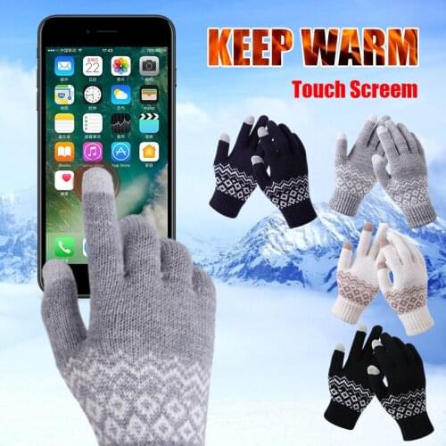 Unisex Cashmere Knitted Gloves Jacquard Touch Screen Gloves Warm Gloves Ski Gloves Plush Gloves Stripes Cycling Hiking Gloves