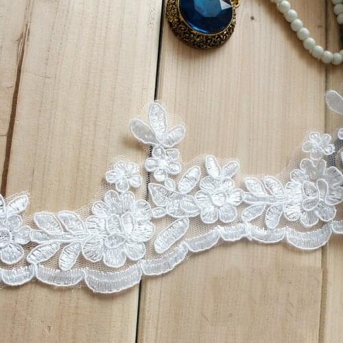 6 Yards High Qualtiy 8cm Width Off White Wedding Lace Trim Dress Fabric Dress Veil Head Dress DIY Embroidery Lace