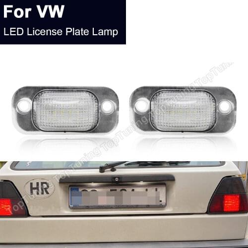 2PCS White LED License Plate Light Number Plate Lamp For VW Golf 21983-1992 For Jetta 2 1984-1991 Accessories Tail Lamp