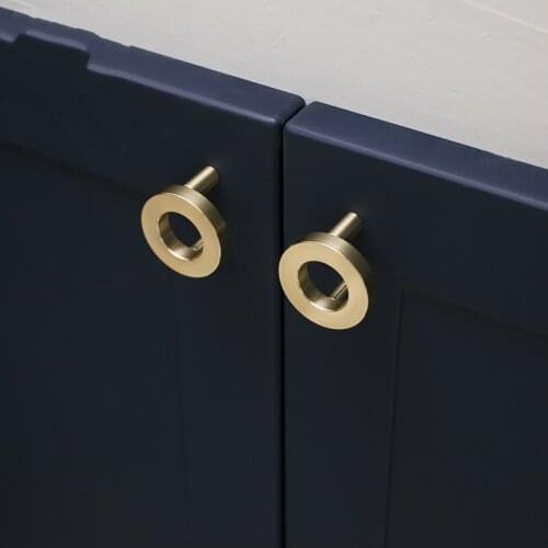 LKL Light Luxury Brass Round Double Hole Small Handle Cabinet Furniture Wardrobe Door Gold Childrens Room Handle /knobs