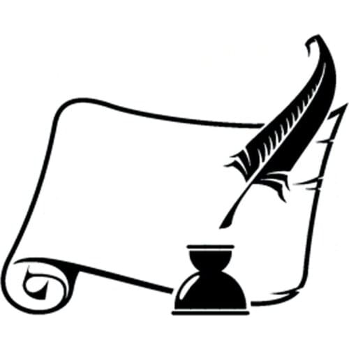 Fashion Decal Old Scroll and Inkwell with A FEATHER Car Sticker Waterproof Sunscreen Decal Vinyl,15cm*12cm