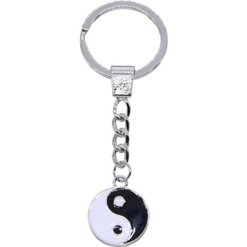Fashion couple key chain creative car men and women key ring yin and yang pair match good friend class reunion birthday gift