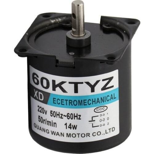 2.5RPM /5RPM/10RPM/15RPM/20RPM/30RPM /40RPM /50RPM /60RPM 220V AC 14W Gear Motor 60KTYZ Permanent Magnetic Synchronism Motor