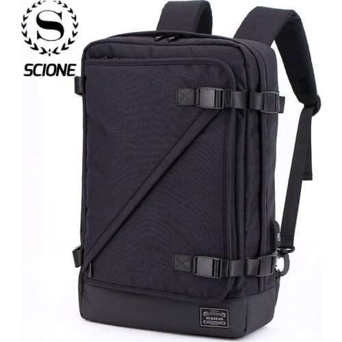Scione Men Multi-function Solid Travel Backpacks Fashion Waterproof USB Charging Laptop Portable Bags Leisure Shoulder Bagpack