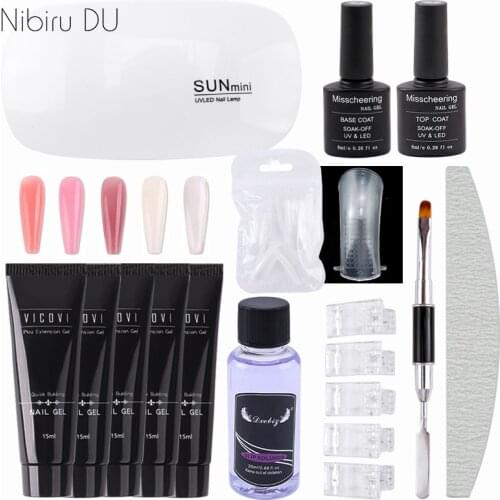 Poly Nails Gel Kit With UV LED Lamp All For Manicure Set Nails Accessories Quick Building Clear Gel For Nail Extension
