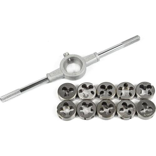 11 Pcs Metric Tap Die Set Carbon Steel Screw Thread Drill Kit Taps Wrench Kit Professional Thread Gauge Hand Tools