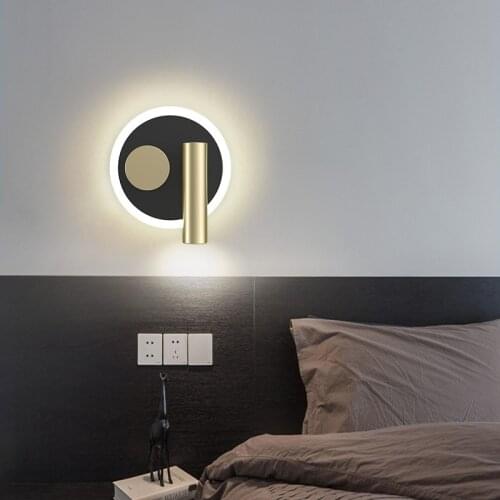 Nordic Modern Minimalist Iron Wall Lamp Gold Black Bedroom Bedside Corridor Hotel Background Wall Home LED Decorative Lighting