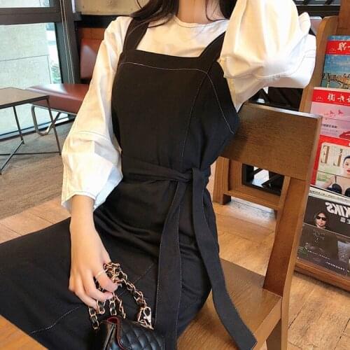 2021 Autumn New Two Pieces Set Women Long Sleeve Shirts Female Slim Waist Temperament Camisole Dresses 2 Piece Outfits