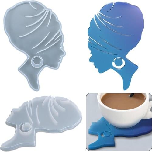 DIY Crystal Epoxy Resin Tray Mold African Female Head Coaster Jjewelry Silicone Mold Home Decoration Handmade Crafts Tools